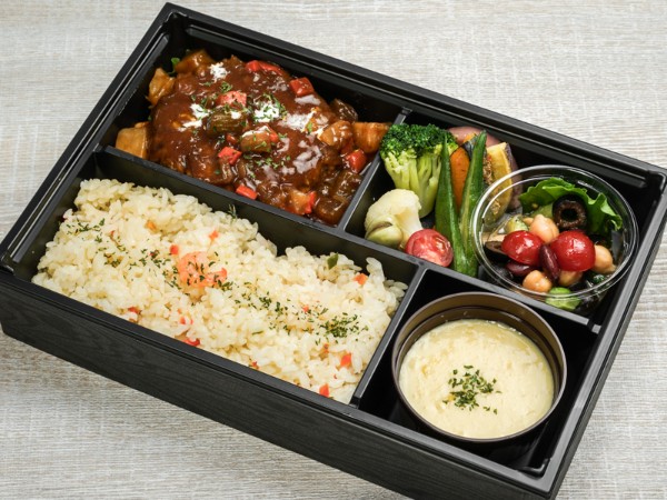 【スープ付き】煮込みハンバーグ＆ダブルサラダ弁当