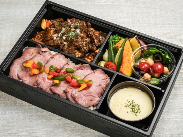 ローストビーフ重とビーフシチュー弁当