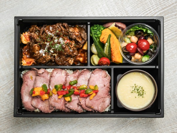 ローストビーフ重とビーフシチュー弁当