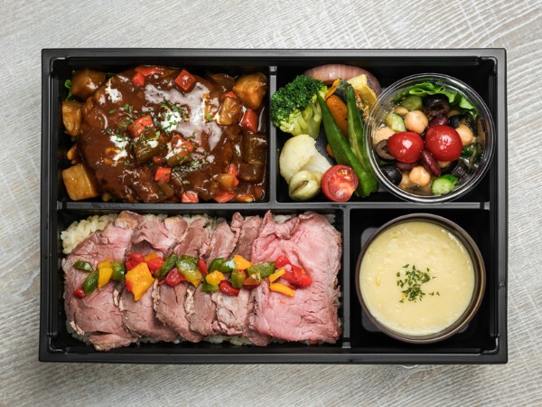ローストビーフ重と煮込みハンバーグ弁当