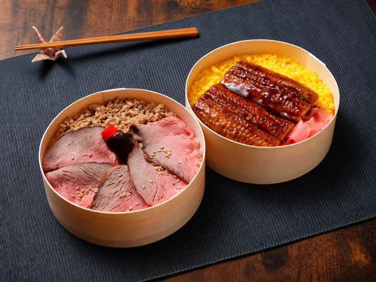 薄切り 炭火焼き ローストビーフ＆鰻の2段弁当