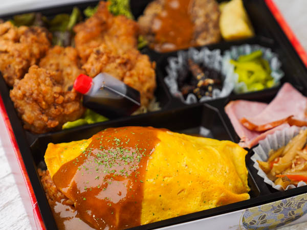 グー特製オムライス＆秘伝の唐揚げ＆黒毛和牛手ごねハンバーグステーキ弁当