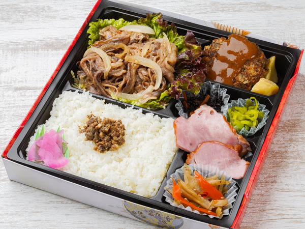 牛焼肉＆黒毛和牛手ごねハンバーグステーキ弁当