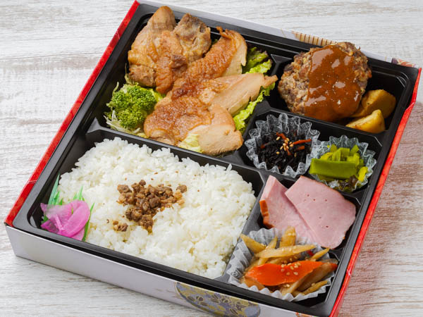ガーリックチキンステーキ＆黒毛和牛手ごねハンバーグステーキ弁当
