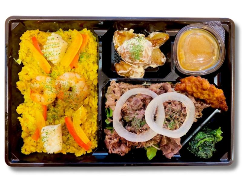 ビーフバタージャポネとパエリア弁当