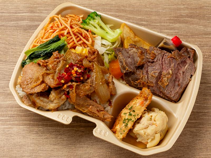 ポークジンジャー×ステーキ弁当