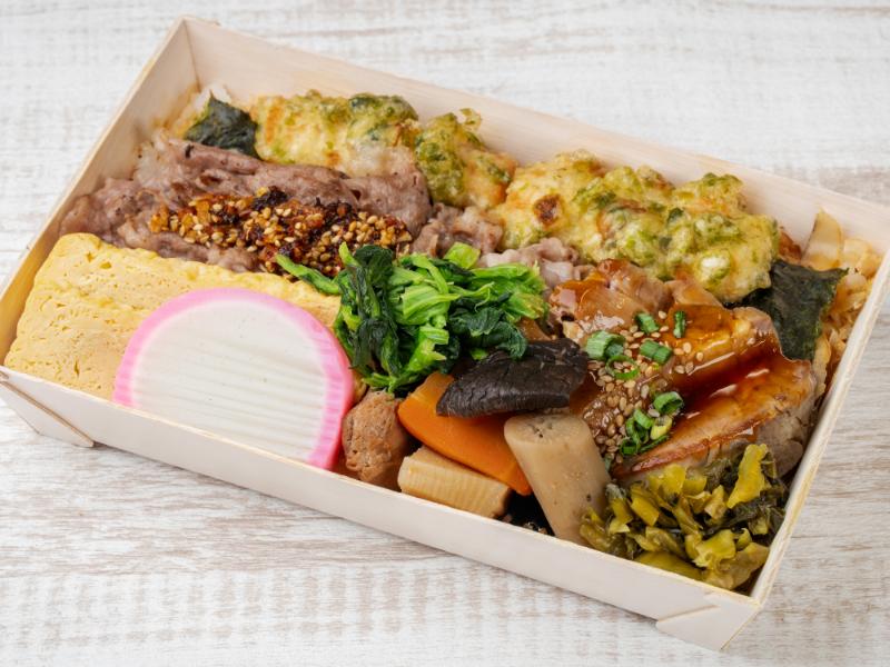 国産黒毛和牛あぶり焼きとポークステーキ海苔弁当