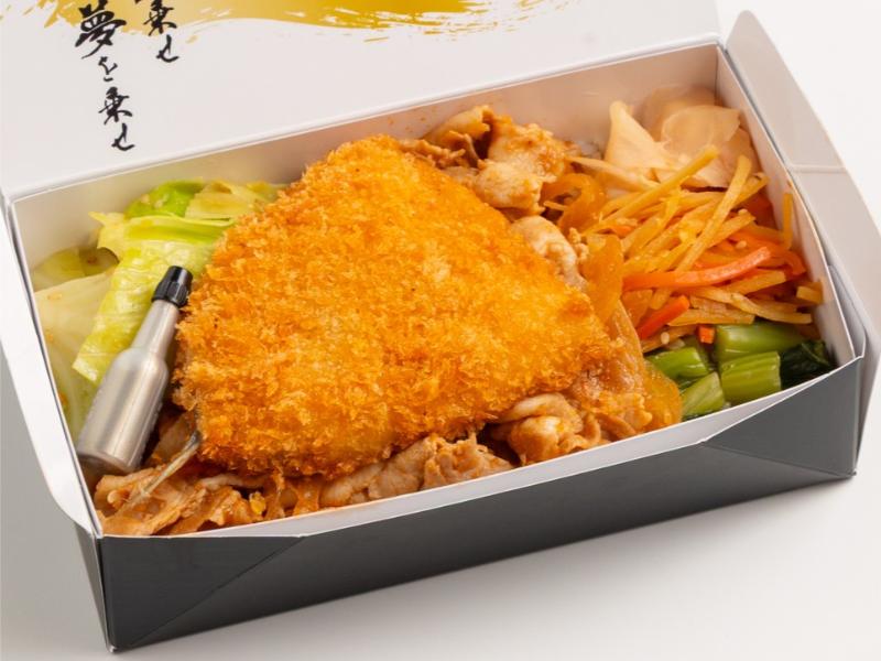 元気が出る生姜焼きと鯵ふらい弁当