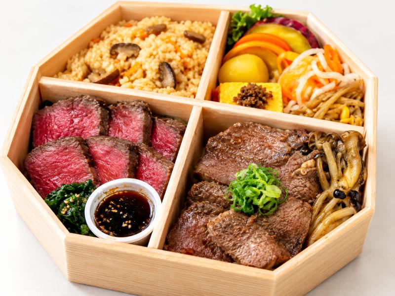 黒毛和牛ステーキと牛タンと栗の炊き込みご飯 秋の八角重【9月16日～11月30日まで】