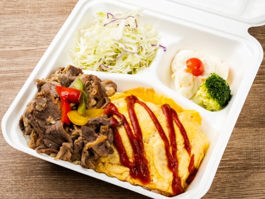 オムライスと牛焼肉プレート