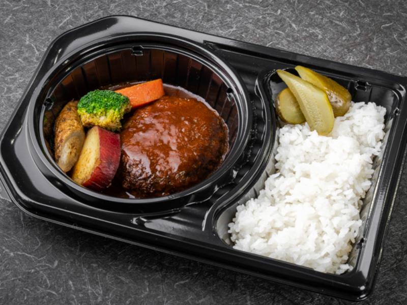 黒毛和牛と軟骨入り三元豚のハンバーグ弁当