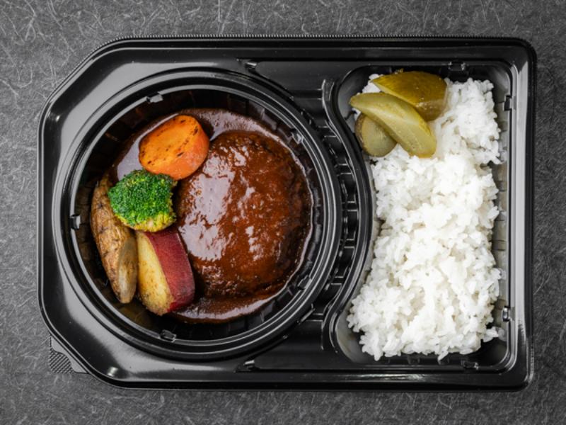 黒毛和牛と軟骨入り三元豚のハンバーグ弁当