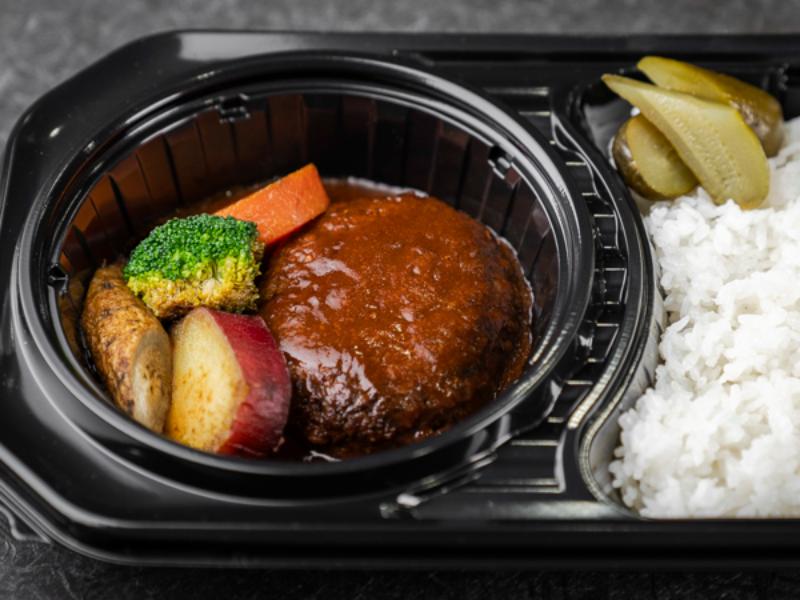 黒毛和牛と軟骨入り三元豚のハンバーグ弁当