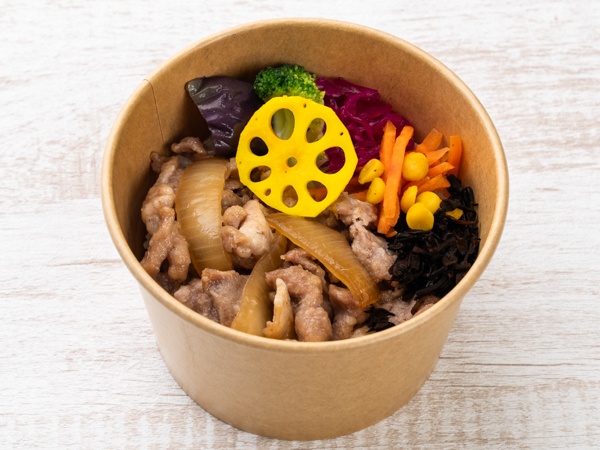 彩り野菜と佐助豚ポークジンジャーの弁当