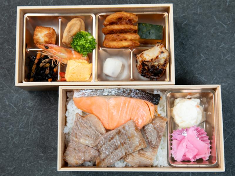 飛騨牛焼肉と焼鮭御膳