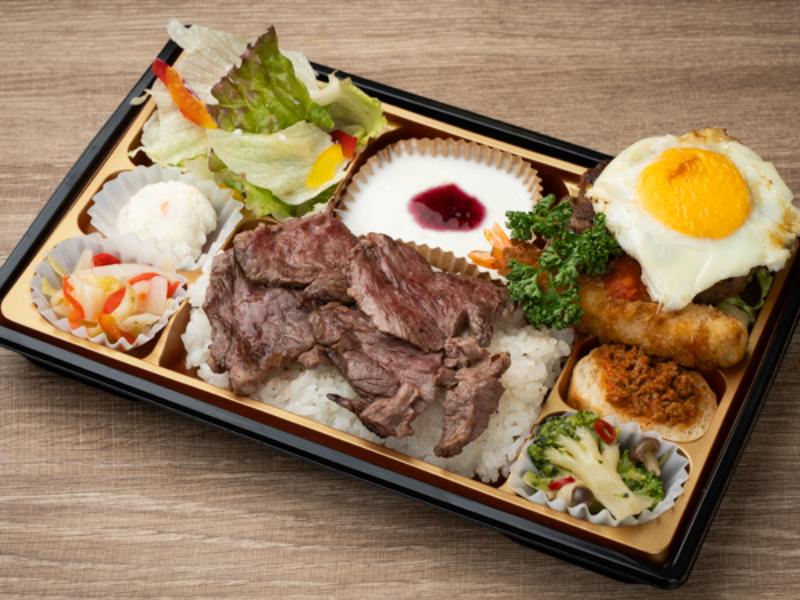 【贅沢二種盛り】厳選ハラミと手ごねハンバーグのコンボ御膳