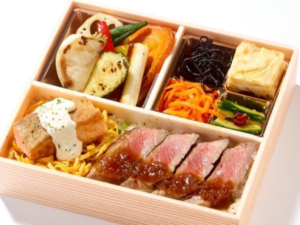 サーロインステーキ サーモンムニエル弁当