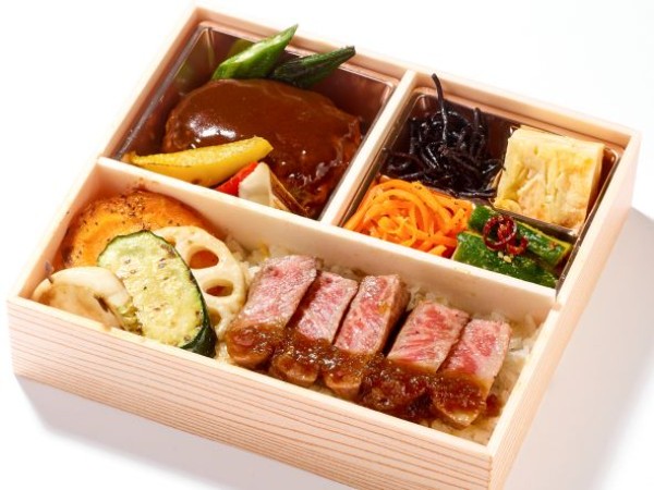 A4和牛赤身ステーキ 常陸牛入ハンバーグ弁当