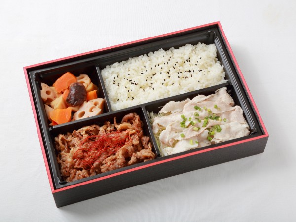 国産トモバラ牛すきと豚しゃぶの肉盛り弁当【上】