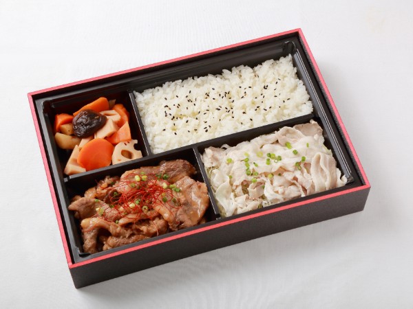 牛カルビ焼きと豚しゃぶの肉盛り弁当【上】