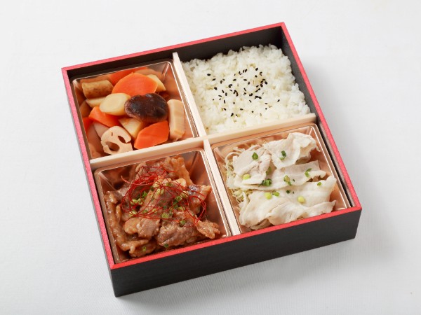 牛カルビ焼きと豚しゃぶの肉盛り弁当