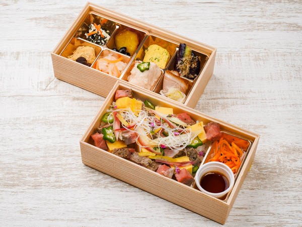 ローストビーフばらちらし寿司の京おばんざい二段幕の内御膳