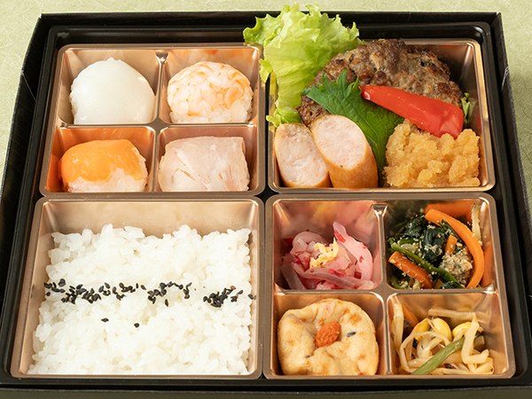 和牛手こねおろしハンバーグと手毬寿司の共演