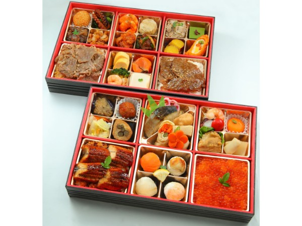 Ｎｏ．158 熊本産A5焼肉とすき焼きと特選うなぎといくらの豪華和洋折衷おせち風二段折重 宝寿（ほうじゅ）