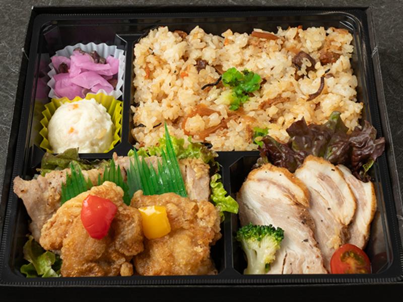 お肉のトリオ御膳〜季節の混ぜご飯〜