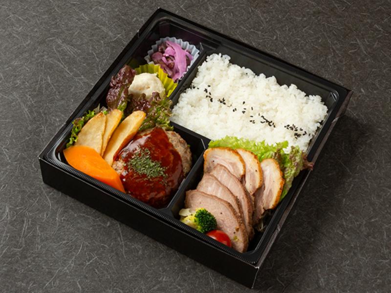 手づくり和牛ハンバーグ御膳（ローストポーク増量）