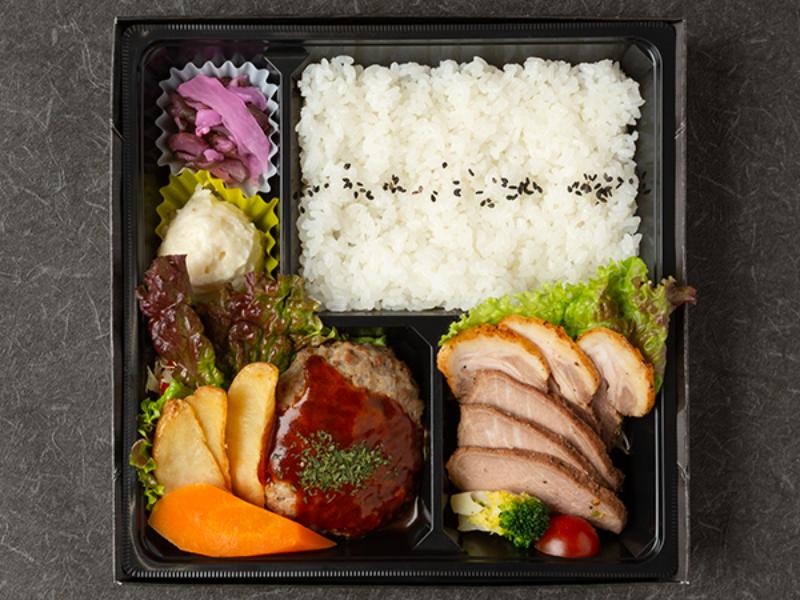 手づくり和牛ハンバーグ御膳（ローストポーク増量）
