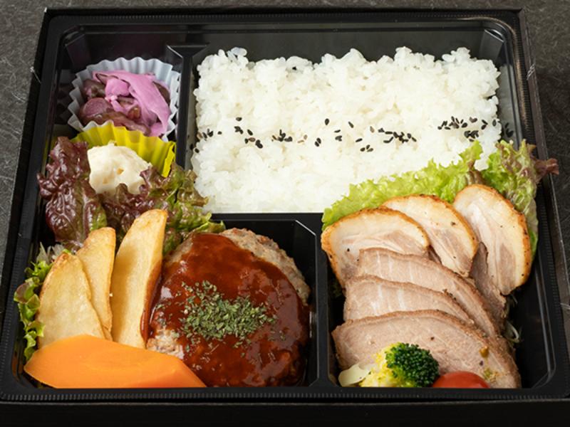 手づくり和牛ハンバーグ御膳（ローストポーク増量）