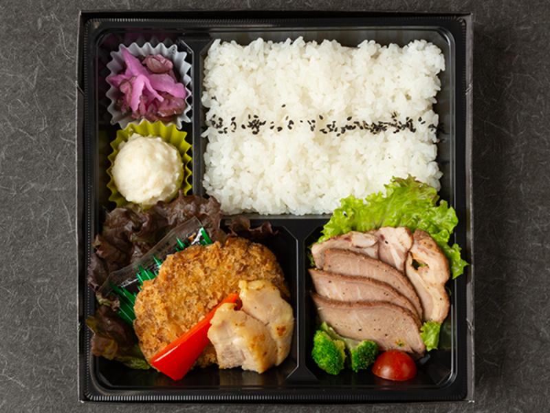 Ａ５和牛のメンチカツ御膳〜ローストポーク増量〜
