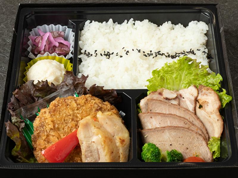 Ａ５和牛のメンチカツ御膳〜ローストポーク増量〜