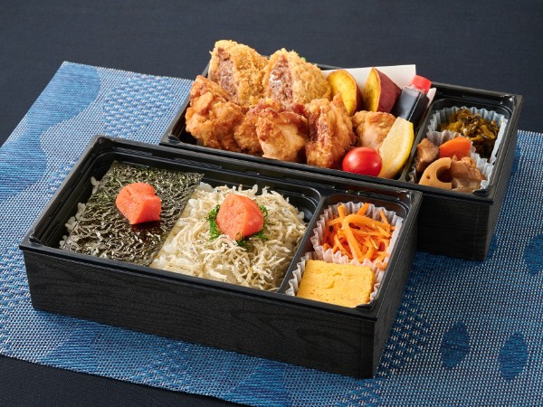 博多明太のり弁＆じゃこしそ明太ごはんと唐揚げ＆牛たんメンチカツ二段御膳