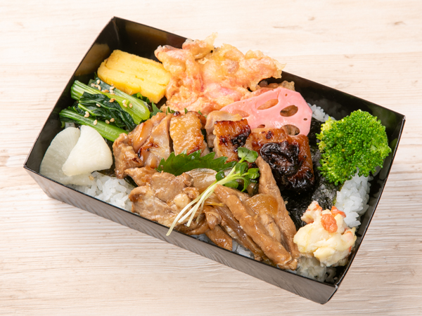 三元豚生姜焼きと鶏もも蜂蜜焼きの海苔弁当