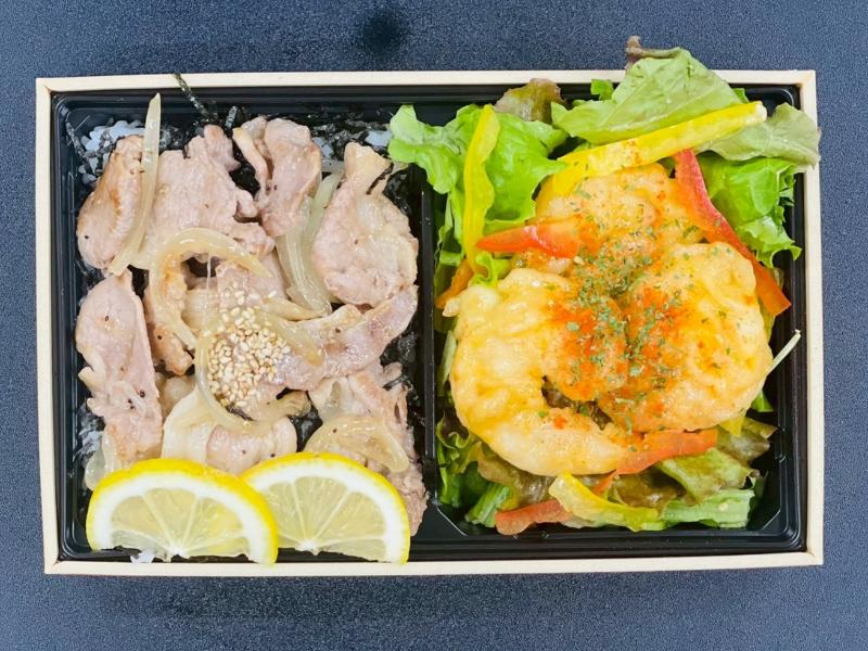 豚塩焼肉重＆エビマヨサラダお弁当