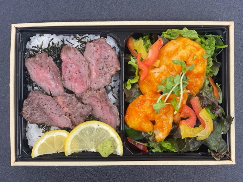 牛サガリステーキ重＆エビチリサラダお弁当