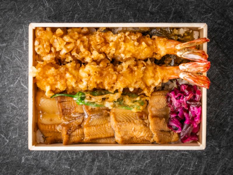 煮穴子と車海老天重