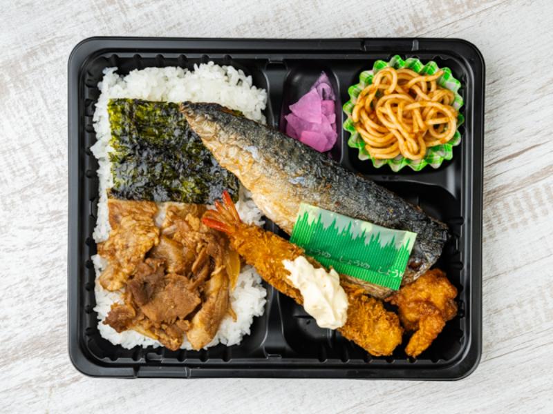 サバの塩焼き焼肉エビのり弁