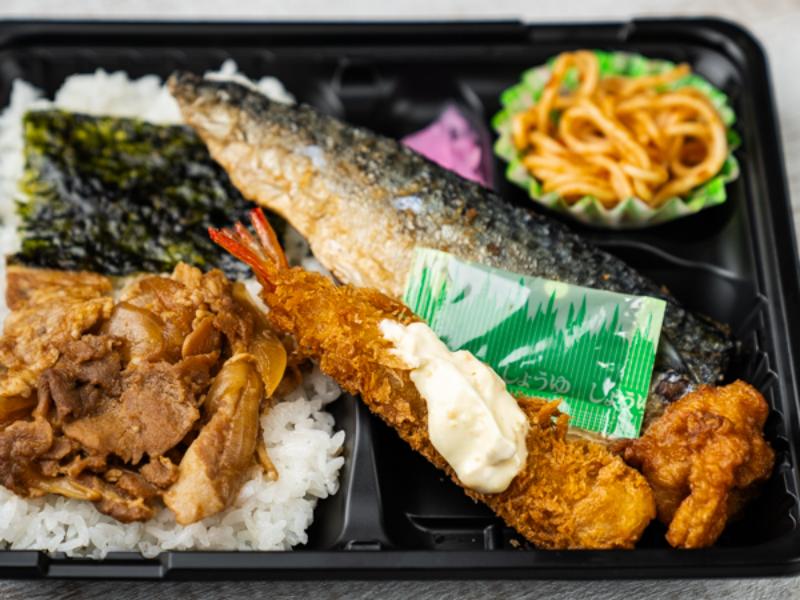 サバの塩焼き焼肉エビのり弁