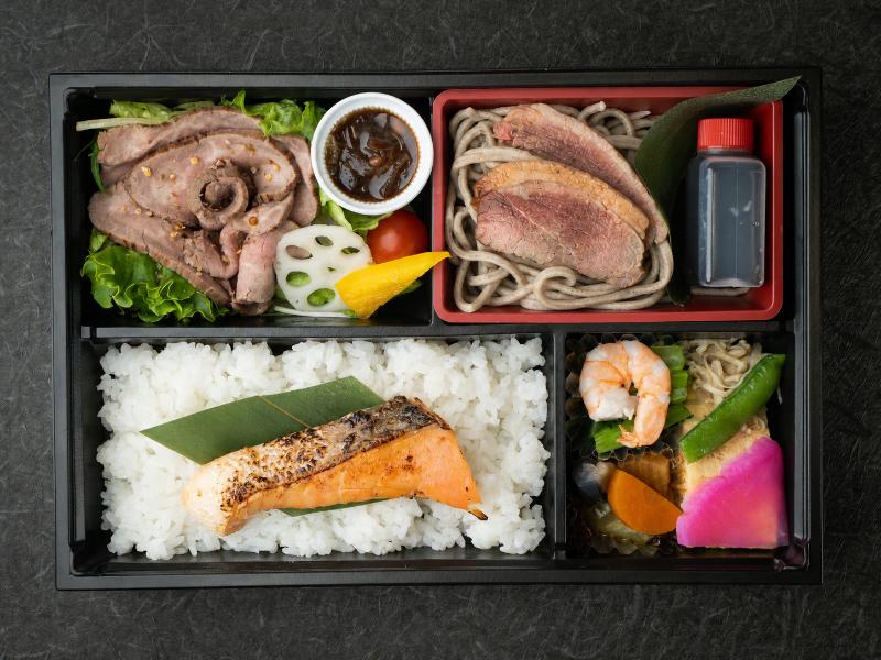 鴨太打ち蕎麦膳〜葡萄牛ローストビーフと銀鮭幽庵焼き〜