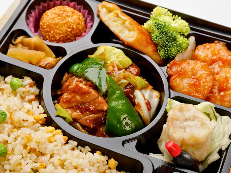 回鍋肉と海老チリソース弁当