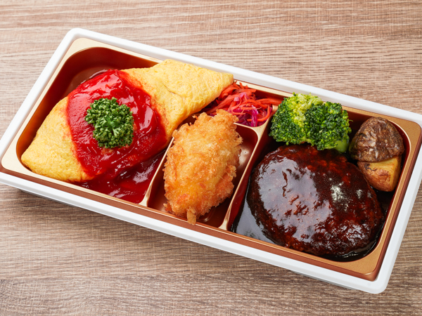 デミグラスビーフハンバーグ＆オムライス＆クリームコロッケ