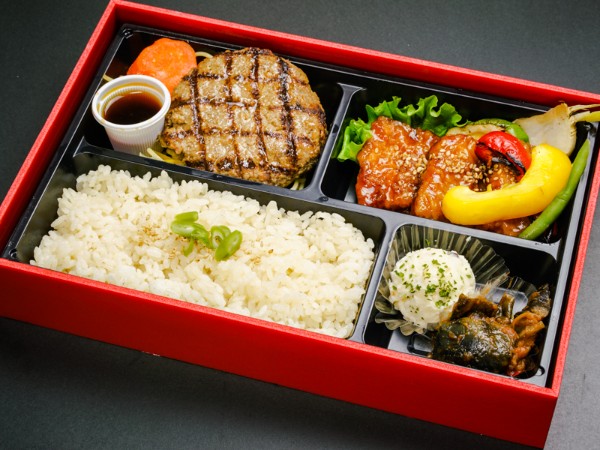 直火網焼きステーキハンバーグと特製ポークフリットのダブルメイン